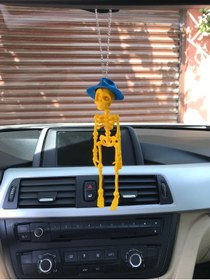 Resim 3dbaydesign Fötr Şapkalı Iskelet Ayna Süsü( Sarı Iskelet Mavi Şapka) 