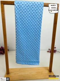 Resim Nohut Kız / Erkek Bebek Battaniyesi Kundağı Çift Katlı %100 Pamuklu Çok Amaçlı Örtü 90x85cm Mavi 