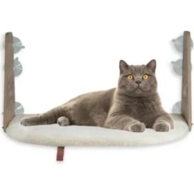 Resim Hakay Vantuzlu Kedi Cam Yatağı - Krem 