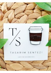Resim Rozet Metal Broş Yaka Çanta Şapka Takı Aksesuar Kahve Nescafe Çok Renkli 