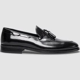 Resim Cabani Hakiki Deri Siyah Açma Fiyonk Detaylı Erkek Klasik Ayakkabı-siyah 