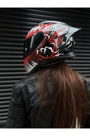 Resim Rivox R1 Venom Siyah Vizörlü Kapalı Kask (Güneş Vizörlü) 