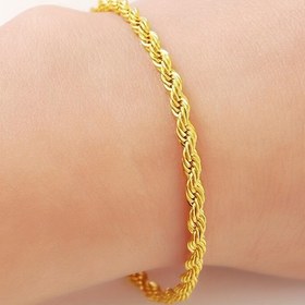 Resim Erkekler ve Kadınlar için 3mm Bükümlü Halat Bilezik, Altın ve Gümüş 