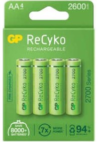 Resim GP Batteries ReCyko 2700 AA Kalem Ni-MH Şarjlı Pil, 1.2 Volt, 4'l 