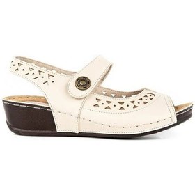 Resim Muya Naila Poli Hafif Taban İçi Hakiki Deri Jelli Cırtlı Kadın Sandalet Bej Bej 