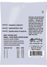 Resim Martin Co Retro Mm11 011-.052 Custom Light Akustik Gitar Teli 