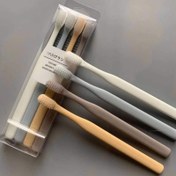 Resim Yetişkinler için 4'lü Paket Bambu Kömürü Yumuşak Kıllı Diş Fırçaları - Hassas Diş Etleri İçin Nazik, Yüksek Kalite, 4 Renk (Beyaz, Açık Mavi, Bej, Gri), Seyahat Dostu Ambalaj, Minimalist Diş Fırçası, Sürdürülebilir Ürün 