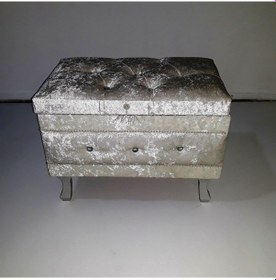 Resim Çeyiz Sandık Kapitone Model 3Lü Set Krem Kadife Kumaş İçi Kırmızı 