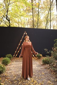 Resim Nissra Ankanoor Medine İpeği Gizli Patlı Biyeli Abaya Kol Ferace 145cm Anka255058 