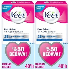Resim Veet Hassas Ciltler için Bacak ve Vücut Bölgesi Sir Ağda Bantları 40'lı x 2 