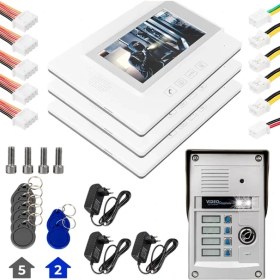 Resim İntora 37T4 2 Daire 7'' Nfc Destekli Görüntülü Diafon Kapı Zili Interkom Akıllı Ev Güvenliği S 