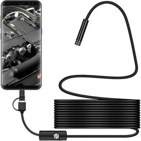 Resim Endoskop 3 In 1 Yılan Kamera USB Micro USB Type-C 20 Metre Sert Kablo 