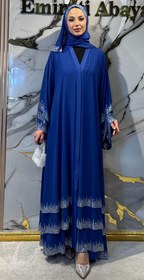 Resim Üç Katlı Gümüş Taşlı Mavi Şifon Takım Şal Dahil | TM22 WSM - XL (INT) / Mavi 