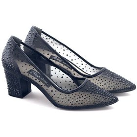 Resim Seç 729 Taşli Tül Detayli Stiletto Siyah 