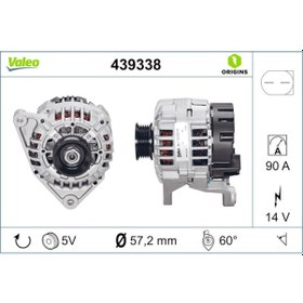 Resim Valeo 439338 Alternator 12//120/dv A3 A4 A6 99-01 Passat 97-05 1.8 2.0 Superb 02-08 038903018e (WA954785) 