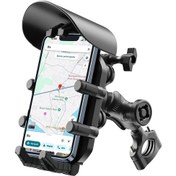 Resim Gidon Bağlantılı Güneş Ve Yağmur Korumalı 360 Derece Ayarlanabilir Motosiklet Bisiklet Telefon Tutucu Ahşap 