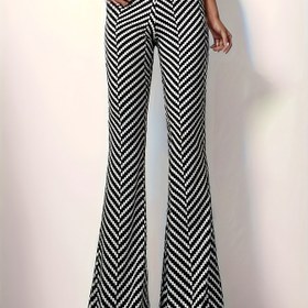 Resim Kadınların Yüksek Bel Houndstooth Baskılı Geniş Pantolonları - Bahar/Yaz için Şık Siyah ve Beyaz Desenli Esnek Geniş Pantolonlar, Sevimli Pantolonlar 