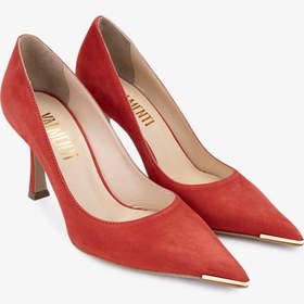 Resim Valmenti Kadın Hakiki Deri Kırmızı Süet Stiletto Ayakkabı VLM2531 