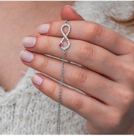 Resim Gümüş Sonsuzluk Kırmızı Kalpli Kadın Bileklik Gümüş - Rose 