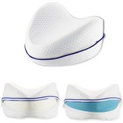 Resim Qingmipy Yumuşak Hafıza Köpükten Yapılmış Kaliteli Ayak Arası Yastık - Konforlu Uyku İçin Ergonomik Mavi Kalp Desenli 25x25x15x6 Cm 