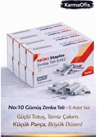 Resim No:10 Gümüş Zımba Teli 5 Adet Set Dayanıklı, Pürüzsüz Çakım Ofis Zımba Teli 