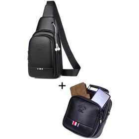 Resim Newish Polo Erkek Bodybag Göğüs Çapraz Çanta Ve El Omuz Çantası New130 Siyah - Bronz 
