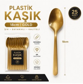 Resim Gold Sert Plastik Kaşık 25'li 