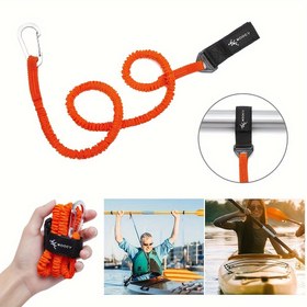 Resim 1 adet Dayanıklı Naylon Kano & Kano Kürek Kayışı - 91.44-182.88cm Elastik Güvenlik Tethere ile Güvenli Kanca, Kürekleri & Olta Çubuklarını Sabitlemek İçin İdeal, Turuncu, Kano Aksesuarları 