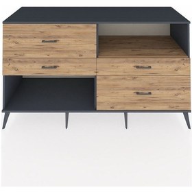 Resim Kronos Konsol Tek Raflı 4 Çekmeceli 176x59x99 Antrasit-çam Atlas Çam/atlas Çam - Antrasıt 