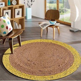 Resim Jüt Yuvarlak Hasır Halı Yolluk Salon Oda Mutfak Halısı Ks-1050 
