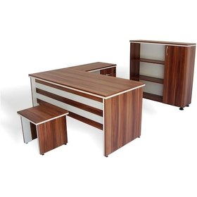 Resim Burovena Vena Ceren Ofis Çalışma Masa Takımı Erik-Beyaz Erik 