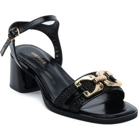 Resim Greyder 59258 Siyah Kırışık Rugan Hakiki Deri Kadın Sandalet-916 Siyah - Rugan 