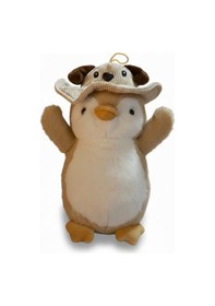 Resim Şapkalı Peluş Penguen 30 Cm Kahverengi Çok Renkli 
