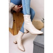 Resim Cindy Bej Likralı Topuklu Kadın Bot 