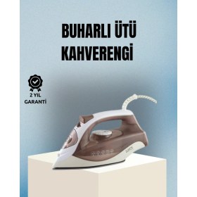 Resim 2200 Watt Buharlı Ütü Kahverengi Seramik Taban Şok Buharlı 