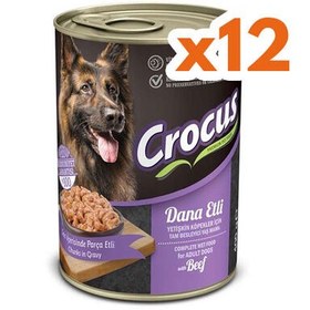Resim Crocus Dana Etli Sos İçinde Parça Etli Köpek Konservesi 400 Gr x 12 Adet 