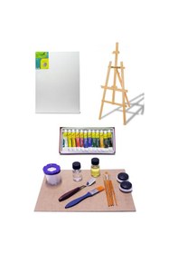 Resim Kayın Şövale Metal Spatül Daler Rowney Simply Yağlı Boya 12'li Yağlı Boya Seti 