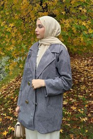 Resim lamelif Kaşe Kaban Gri 
