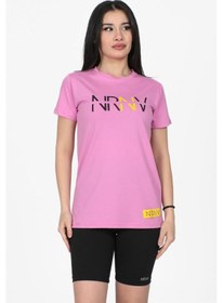 Resim Nrnv Baskılı Bisiklet Yaka Normal Kalıp Tshirt Lila-lila Lila 
