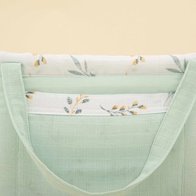 Resim Bebek Bakım Çantası - Mint Muslin - Yapraklar 