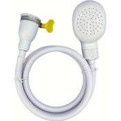Resim Willowhaven Esnek Musluk Duş Başlığı: Dayanıklı Plastik Beyaz Hortum Ve Sarı Lastik Uçlu, Evcil Hayvanlar Çocuklar Ve Sebze Temizliği İçin 