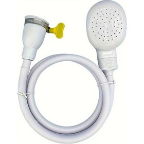 Resim Willowhaven Esnek Musluk Duş Başlığı: Dayanıklı Plastik Beyaz Hortum Ve Sarı Lastik Uçlu, Evcil Hayvanlar Çocuklar Ve Sebze Temizliği İçin 