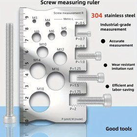Resim 1/2 adet Metal Sağlam Vida ve Cıvata Ölçüm Kalıbı - Paslanmaz Çelik Dayanıklı, Hassas Kazınmış Doğru Diş ve Mesafe Ölçümü için, Vida ve Cıvata Göstergesi, Diş Boyut Ölçer, Babalar Günü Hediyesi 