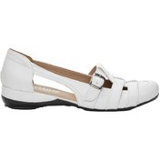 Resim Dilimler Ayakkabı Tokalı Beyaz Kadın Günlük Ayakkabı-1746-BEYAZ 