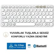 Resim HP K231 Çift Modlu Kablosuz 2.4ghz & Bluetooth V5.0 Şarj Edilebilir Sessiz Q Klavye Beyaz (Ramwhite Türkiye Garantili) 