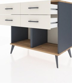 Resim Hyperion Şifonyer 4 Çekmeceli 88x44x80 Antrasit-çam/aytaşı Çam/aytaşı 