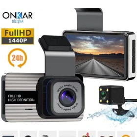 Resim Onkar Bilişim 3mp 1440p Ekranlı 2 Kameralı Araç Kamerası Geniş Açı Ve Sesli 