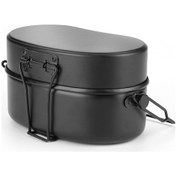 Resim Shineyee Alüminyum Çift Katlı Kamp Mutfak Gereci, 2-3 Kişilik, Taşınabilir, Dış Mekan Yemeği Hazırlama Kutusu Siyah 