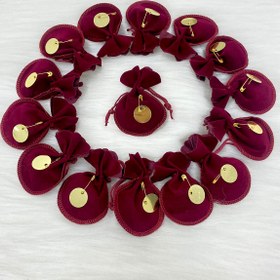 Resim ZEYMERADE Hediyelik Bordo Kadife Kese, Düğün, Nişan, Nikah, Kına, Sünnet, Doğum, Mevlüt, Söz, 25 Adet 