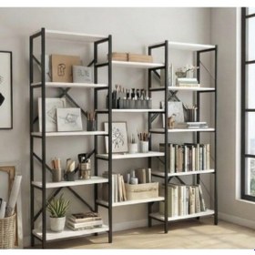 Resim Ceritoğlu-şık-dekoratif Kitaplık-mağaza-ev-ofis-salon-14 Raflı-profil Gövde-ahşap Ahşap - Beyaz 